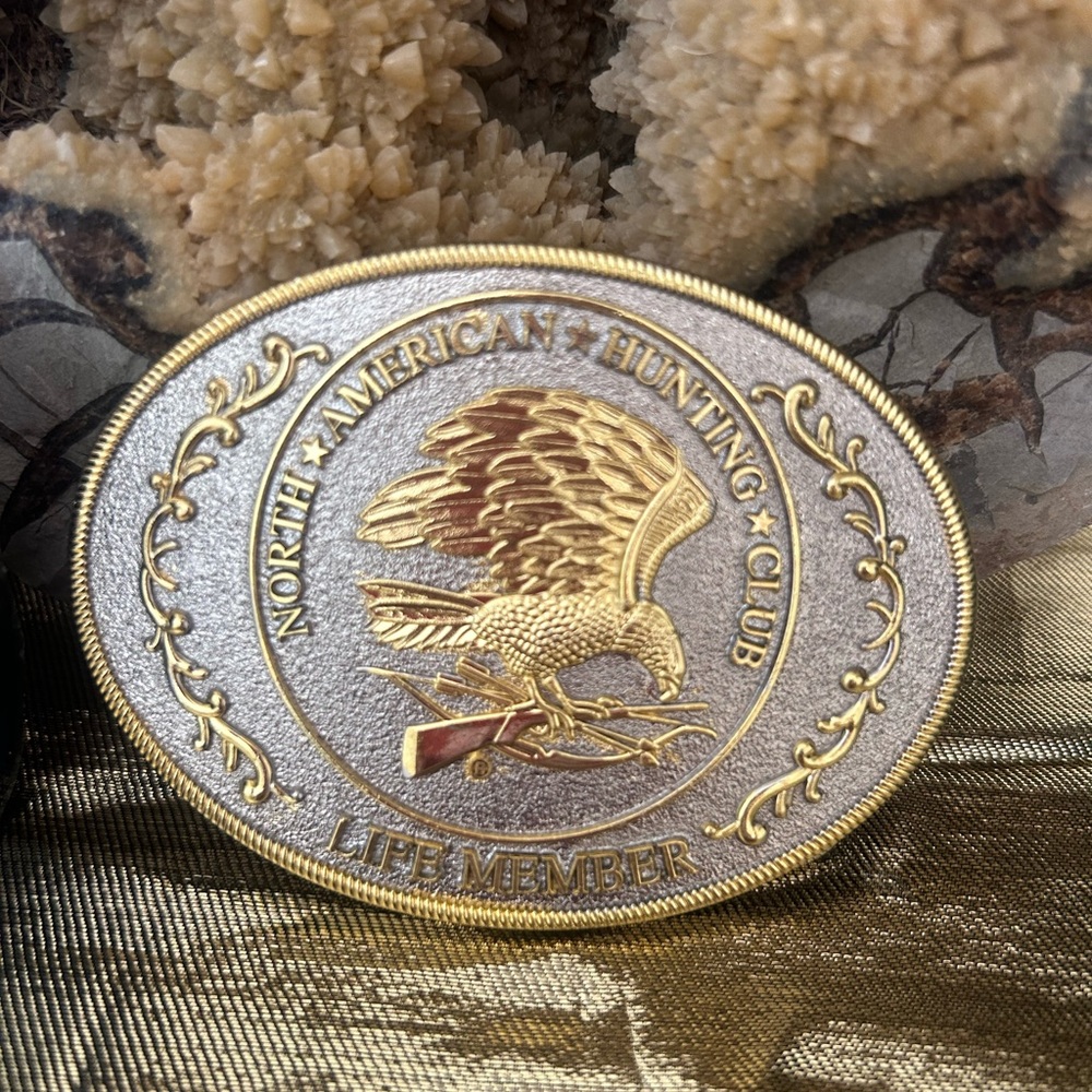 Belt buckle lifetime membership North American Hunting Club Vintage